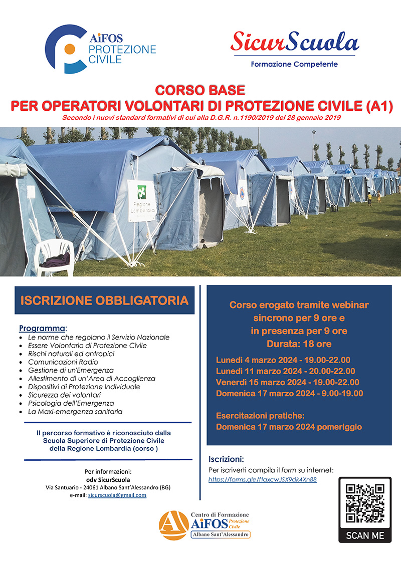 Corso Base per Operatori Volontari di Protezione Civile