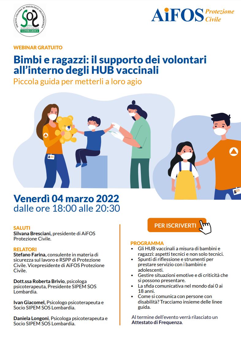 Bimbi e ragazzi: il supporto dei volontari all'interno degli Hub Vaccinali